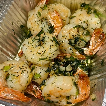 Фото Тигровые креветки, жаренные с зеленью